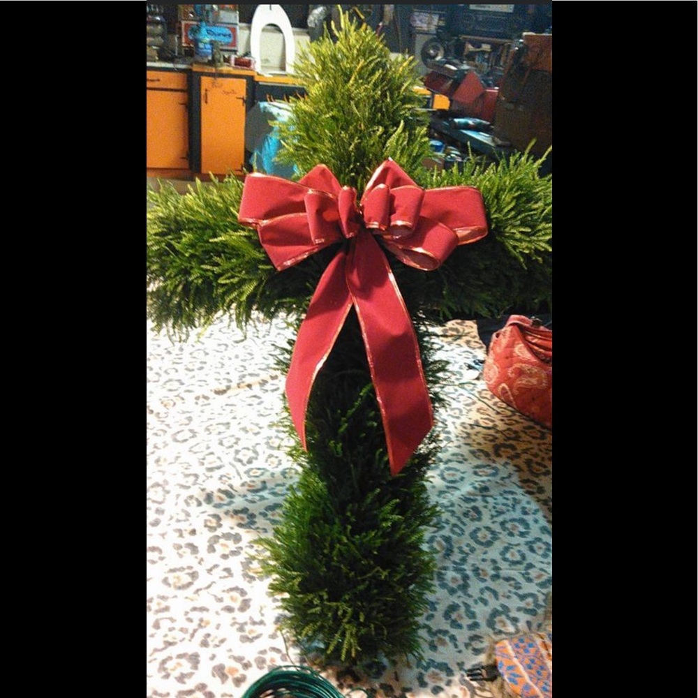 Live Handmade Princess Pine Cross for grave